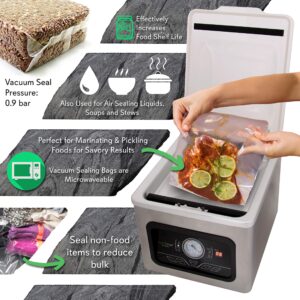 NutriChef Vacuum Sealer Machine - 350W Commercial 8L Chamber Type Automatic Food Sealer System - Air Seal Machine Meat Packing Sealing Storage Preservation Sous Vide, Vac Roll Bags