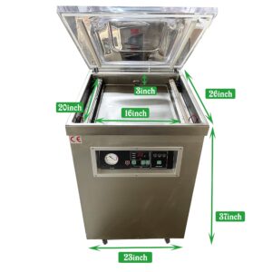 TECHTONGDA Vacuum Sealer Packaging Machine Stainless Steel for Fruits Vegetables DZ500 Single Chamber Sealing Length 20inch