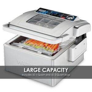 Waring Commercial WCV300 Vacuum Sealer, Silver 2 Gallon Bag Capacity