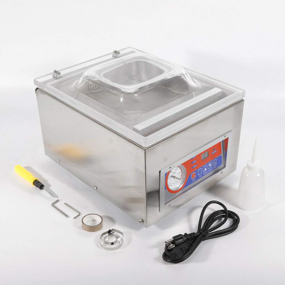 22" Vacuum Sealer Machine, 110V Automatic Commercial Kitchen Food Chamber Desktop Digital Seal Vacuum Packaging Machine Sealer