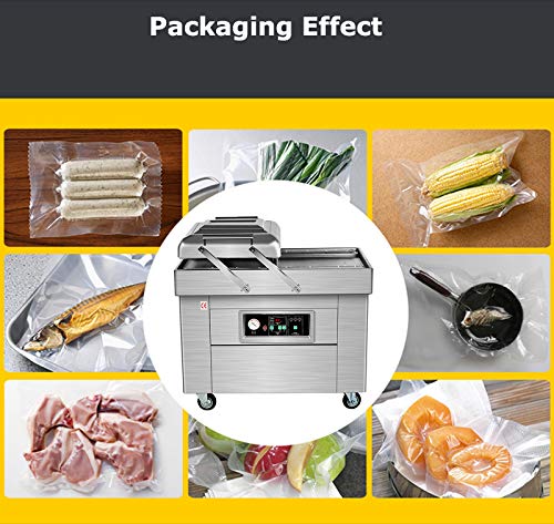 INTSUPERMAI Commercial Two Chamber Vacuum Sealer Stainless Steel Food Vacuum Packaging Machine for Mests Fruits and Vegetables Sealing Length 15.7inch 220V