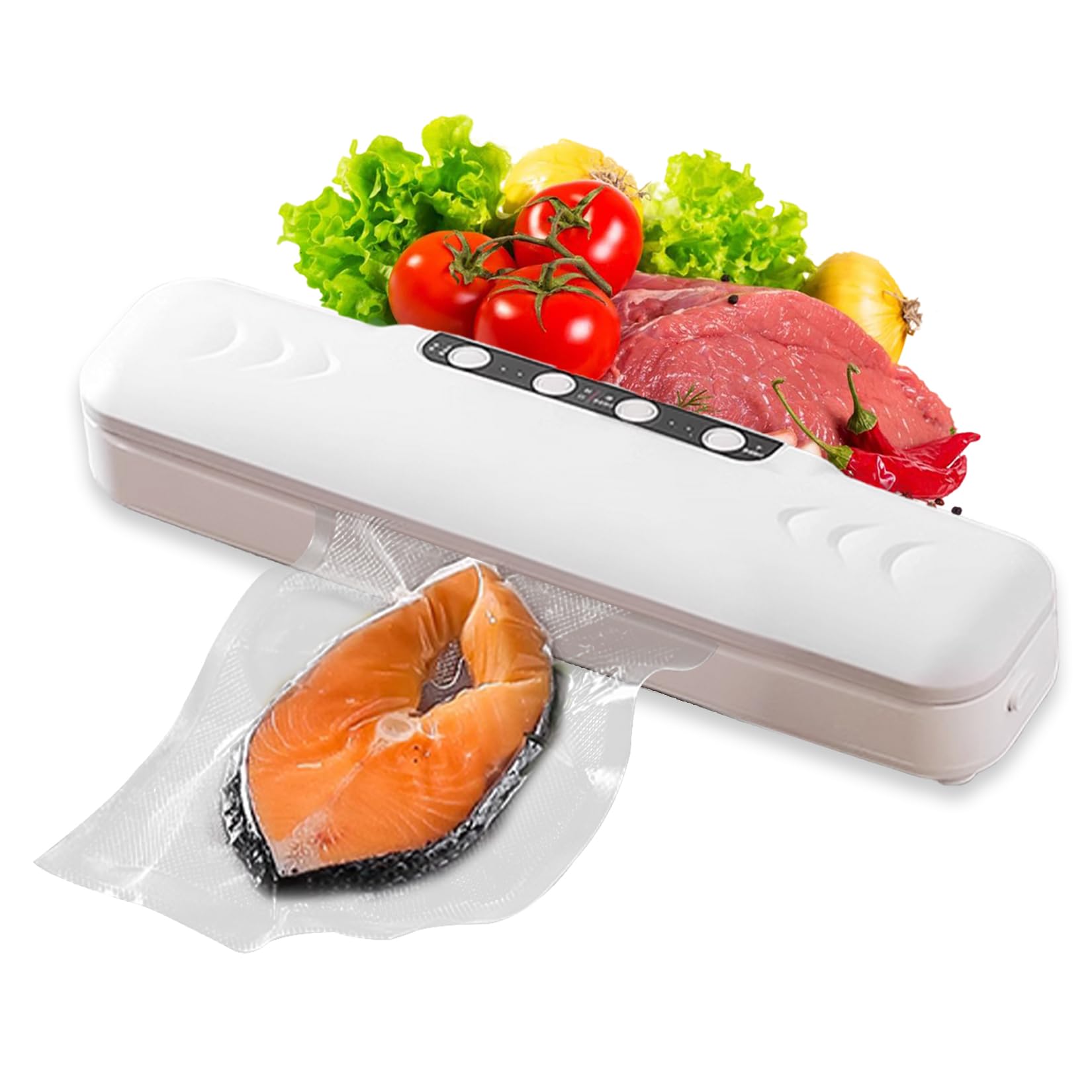 Automatic Vacuum Sealer Machine Household for Food, Dry/Moist Vacuum Sealer Machine with Air Sealing System for Food Storage, Portable Food Vacuum Sealer with 10 Vacuum Seal Bags & 2 Air Suction Hose