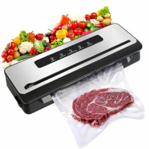 Dincken Vacuum Sealer Machine with Built-in Cutter, 80KPA Food Sealer Vacuum Sealer and 10 Vacuum Bags, Vacuum Packing Machine with External Vacuum System, Dry & Moist Food Preservation Mode