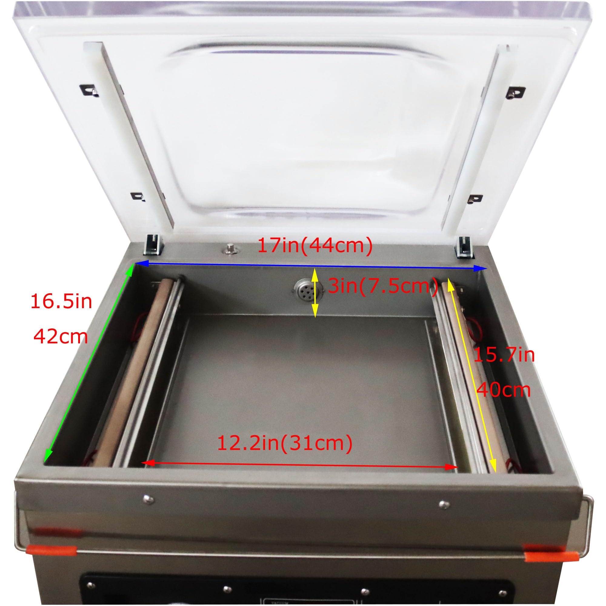 HQHAOTWU Commercial Single Chamber Vacuum Packaging Machine Vacuum Sealer Portable Stainless Steel Chamber Vacuum Sealing Package Tool for Food Saving Sealing Length 15.7inch DZ400