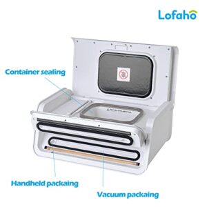 Lofaho 3-in-1 Magic Vacuum Sealer Machine for Food Storage Air-Top & Hose Handheld Vacuum Sealer Include 5 Sealing Bags, 10 Containers (55mm and 75mm Sizes x 5ea/each), Top Film (1ea), EPL Film (1ea)