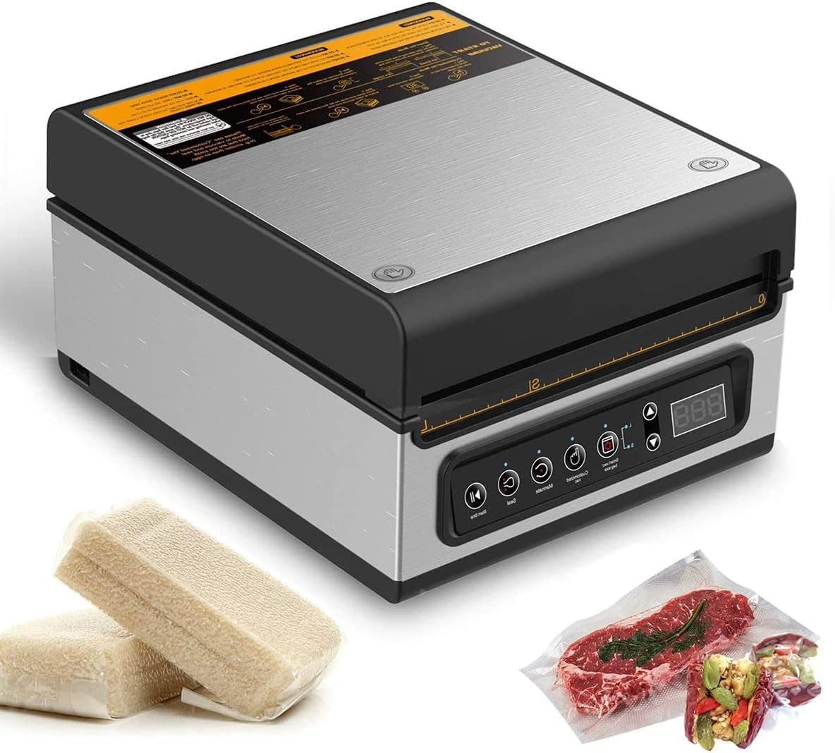 inBEKEA Chamber Vacuum Sealer Machine, 240W Commercial Vacuum Sealing Machine, 25.4 cm Sealing Bar Food Packaging Machine Preservation System for Dry Moist Liquid Juicy Food