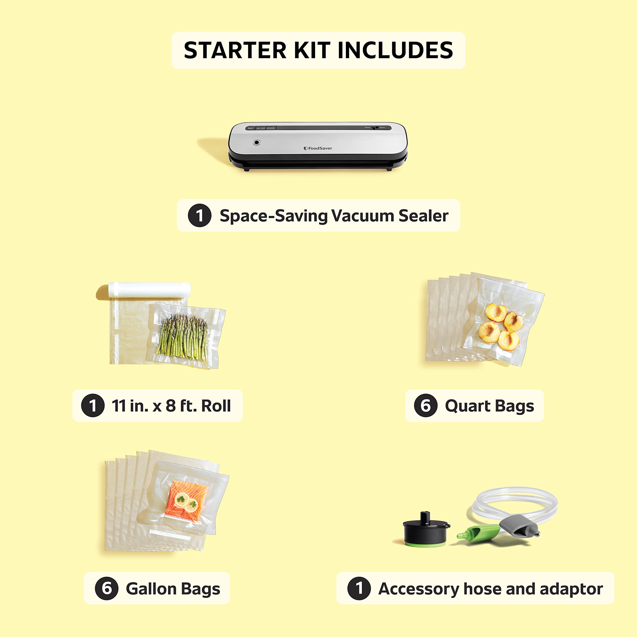 FoodSaver Space-Saving Vacuum Sealer with Bags and Roll