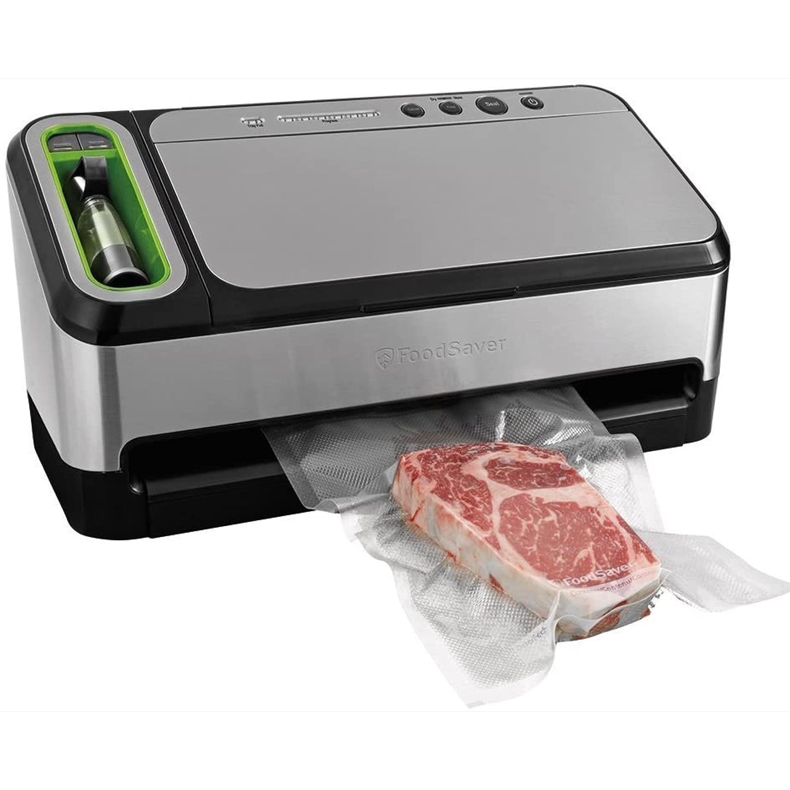 FoodSaver V4840 2-in-1 Vacuum Sealer Machine with Automatic Bag Detection and Starter Kit | Silver, 18.80 x 9.50 x 10.60 inches & 2116382 Preserve & Marinate Vacuum -Containers, 3, 10 Cups, Clear