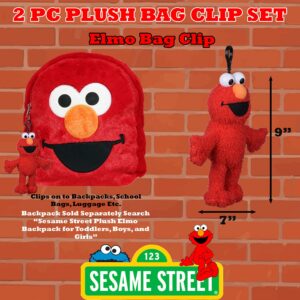 Sesame Street Elmo & Cookie Monster Plush 8" Bag Clip Set,Toys for Kids, Toddler, & Preschoolers, 2 Pc