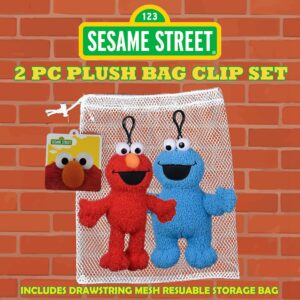 Sesame Street Elmo & Cookie Monster Plush 8" Bag Clip Set,Toys for Kids, Toddler, & Preschoolers, 2 Pc