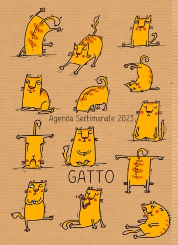 Agenda Settimanale 2023 Gatto: Planner Settimanale con Intervallo, Formato Piccolo Simile ad A5, da Gennaio a Dicembre 2023, Perfetta Idea Regalo Gatti (Italian Edition)