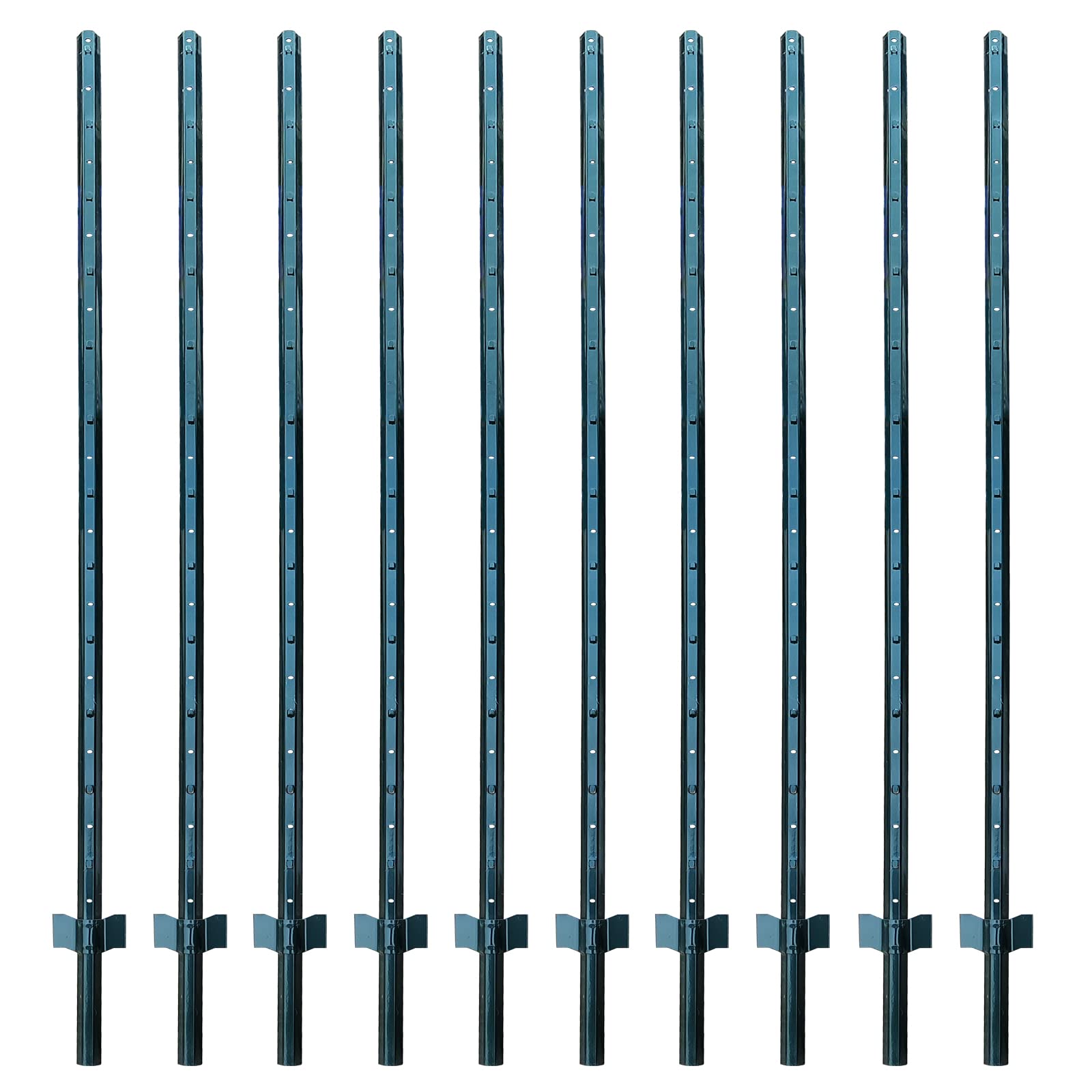 ARIFARO Fence Posts 7 Feet Sturdy Duty Metal Fence Post, Pack of 10, No Dig Garden U Post for Wire Fencing Steel Post for Yard, Outdoor Wire