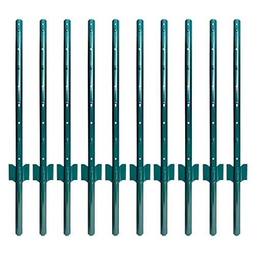 ARIFARO Fence Posts 3 Feet Sturdy Duty Metal Fence Post, Pack of 10, 3-4-5-6-7 Feet No Dig Garden U Post for Wire Fencing Steel Post for Yard, Outdoor Wire