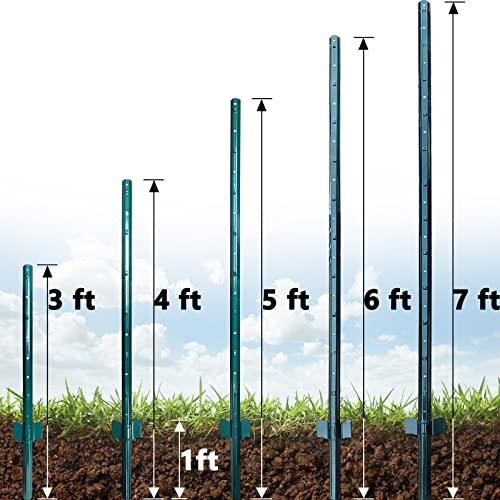ARIFARO Fence Posts 3 Feet Sturdy Duty Metal Fence Post, Pack of 10, 3-4-5-6-7 Feet No Dig Garden U Post for Wire Fencing Steel Post for Yard, Outdoor Wire