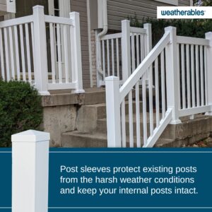 Weatherables 4x4 Post Sleeve – Weatherproof Premium Outdoor Vinyl Post Cover for Lasting Durability and Easy Installation on Decks, Patios, Porches or Mailbox Posts (4"x4"x48", White)