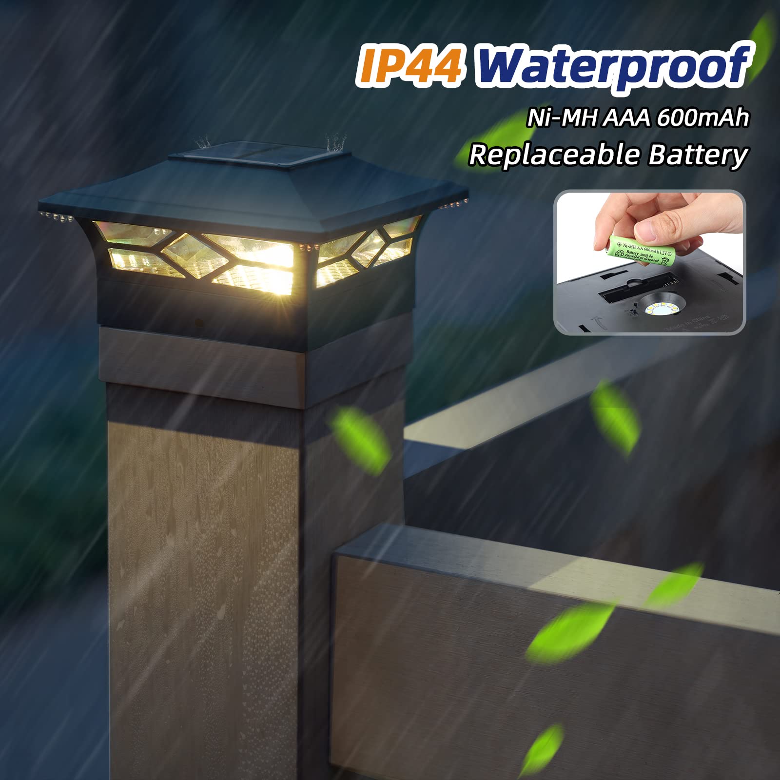 APONUO 4x4 Post Solar Lights,12 Pack 2-Modes bright Solar Post Cap Lights Auto On Off,Outdoor Waterproof Garden Patio Fence Deck Patio Decor for Fence Deck Post Caps 4x4 6x6 Wood,4x4 Vinyl