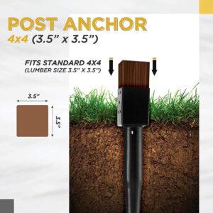 LADECH Premium No Dig Ground Anchor – DIY Screw in Post Stake – 27 Inch – Fits Standard 4x4 Post (3.5" X 3.5" Inch) – Great for Mailbox Posts and Fence Posts (Set of 1)