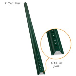 SmartSign U-Channel Sign Post, 8' Tall, 1.12LB Medium Weight, Green Baked Enamel Steel Post - Pack of 4