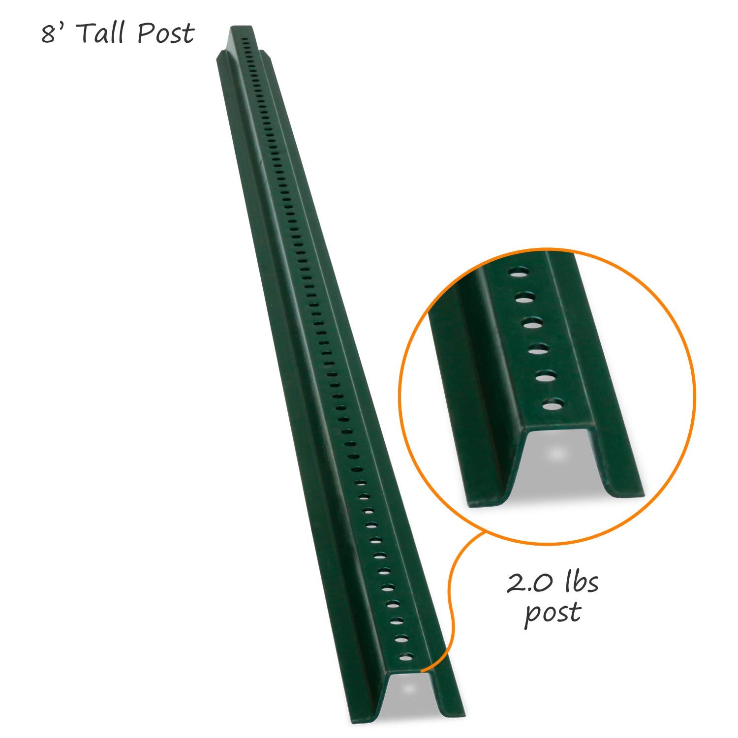 SmartSign - K-153-8-2 U-Channel Sign Post, Heavy-Duty | 8' Tall Baked Enamel Steel Post - Pack of 2