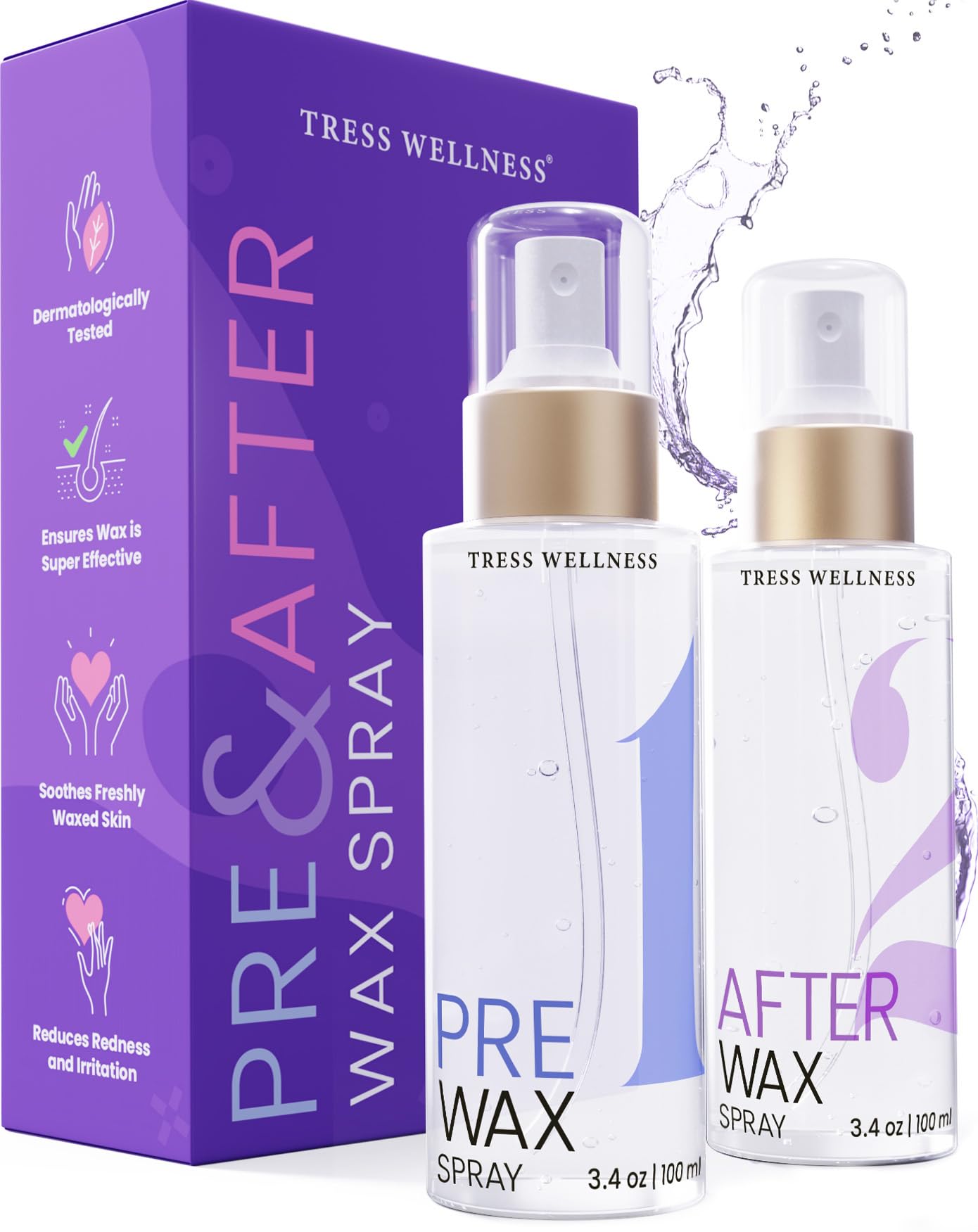 Tress Wellness Pre Wax Cleanser and After Wax Care - Pre Wax Spray and After Wax Spray - After wax oil Prewax Treatment Spray - After Wax Treatment Post Wax Oil Wax Remover for Skin Post Wax Care