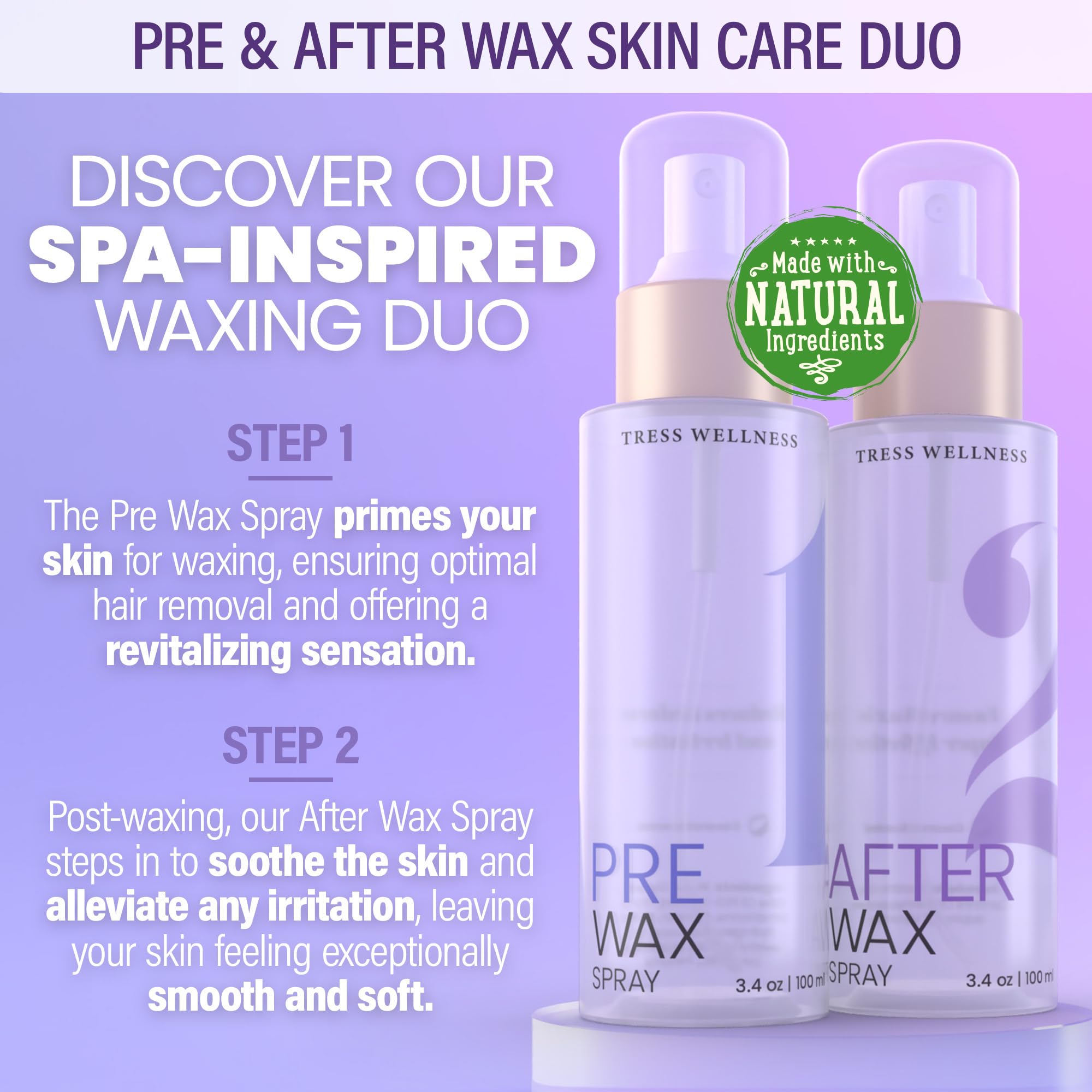 Tress Wellness Pre Wax Cleanser and After Wax Care - Pre Wax Spray and After Wax Spray - After wax oil Prewax Treatment Spray - After Wax Treatment Post Wax Oil Wax Remover for Skin Post Wax Care