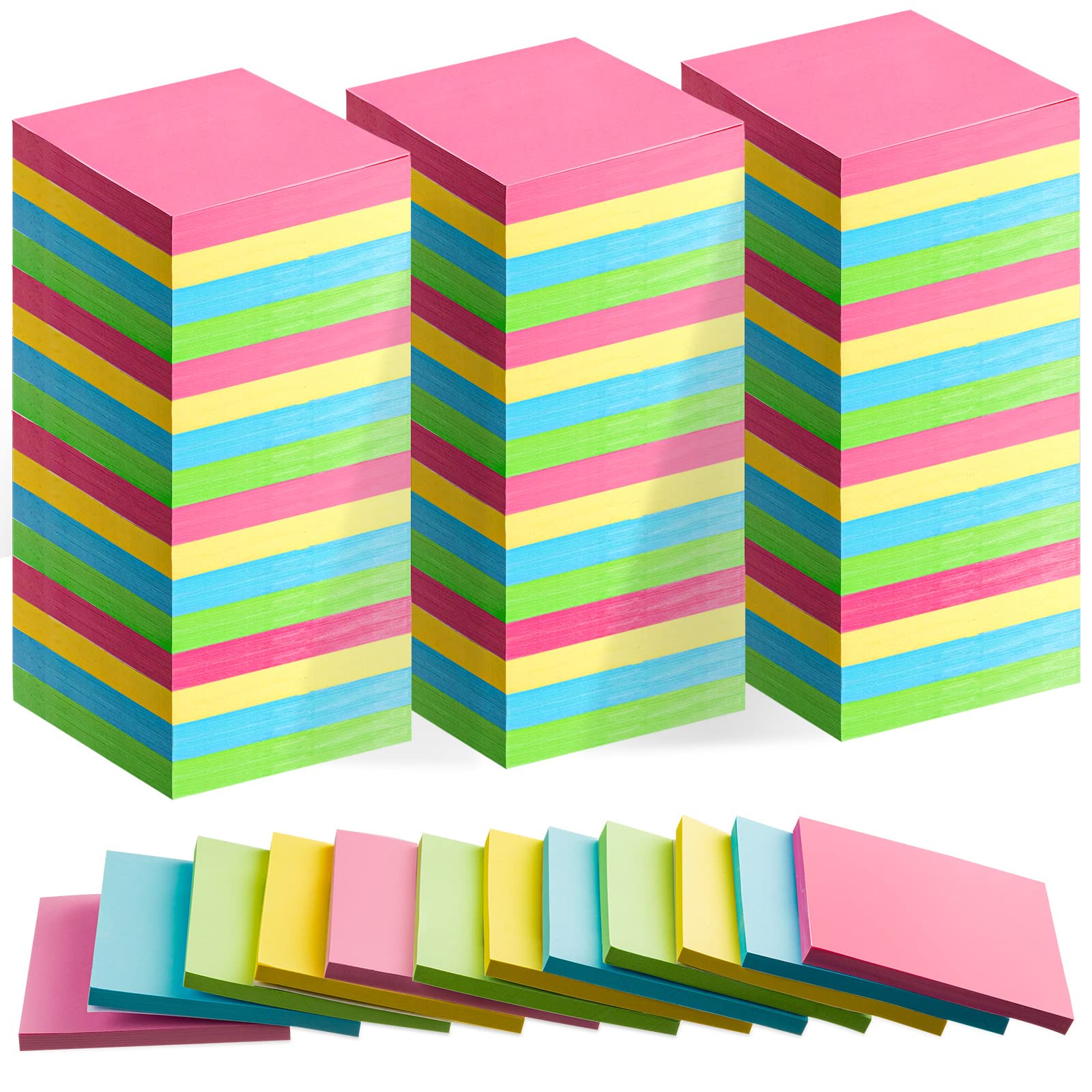 Fainne 120 Pads Sticky Notes 3x3 Bulk Colors Self Stick Pads Pink Yellow Green Blue Paper Note Pads Memo for Office School Home Notebook Supplies 50 Sheets/Pad(Simple Color,Solid)