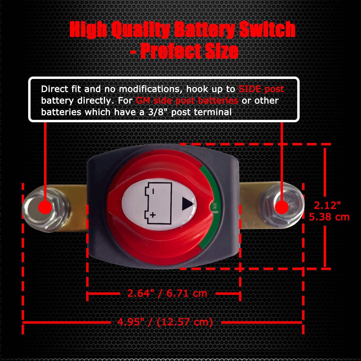 Ampper Side Post Battery Disconnect Switch, 12-48 V Battery Power Cut Master Switch Disconnect Isolator for Car, Vehicle, RV and Boat (On/Off)