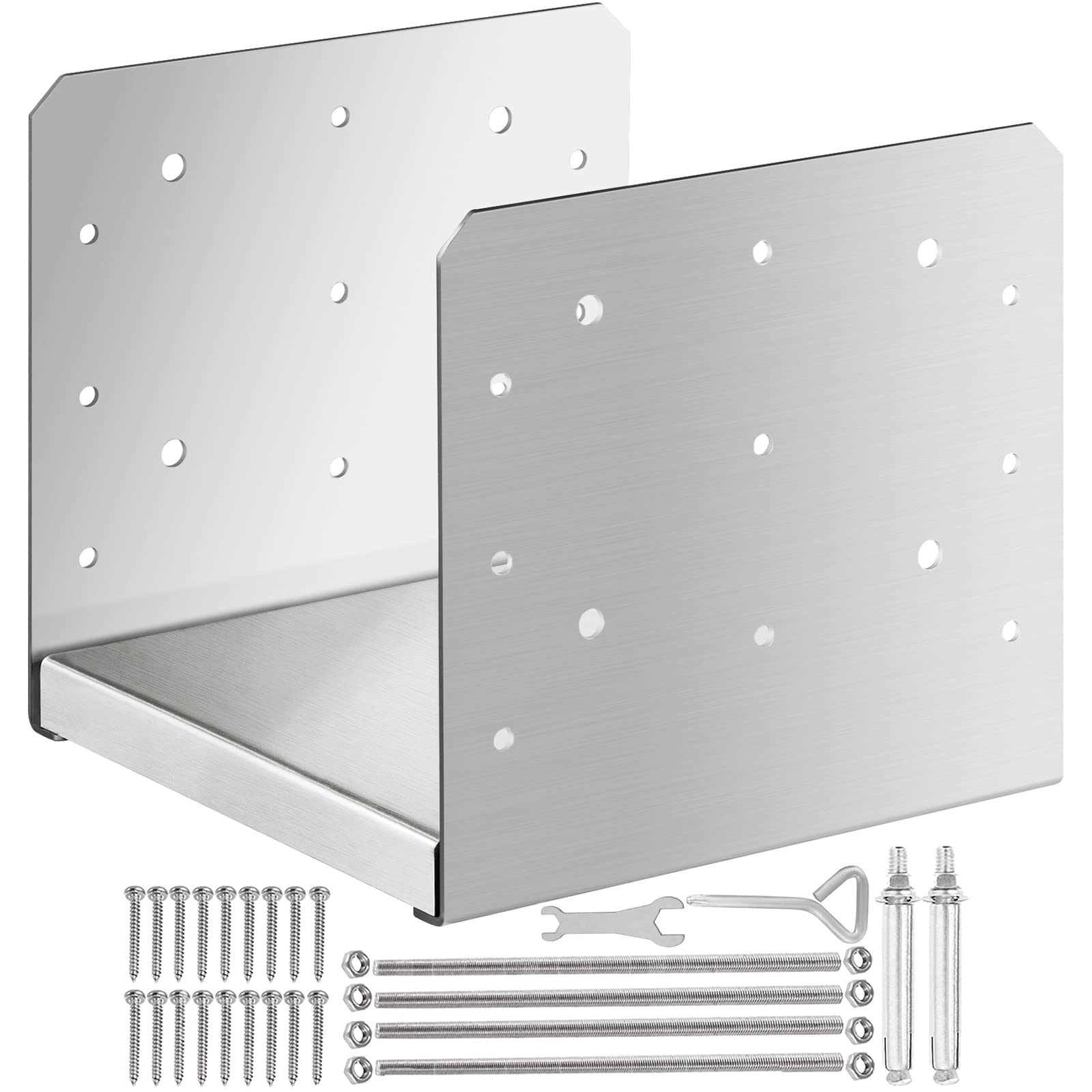 HomiShare 8"x 8" Post Base, 1Pcs Stainless Steel Post Anchor (Inner Size:7.8 x 7.48"), Adjustable Post Bracket Fits for 8"x8" Wood Post, Post Base for Rough Size Lumber (8"x8", 1Pcs)