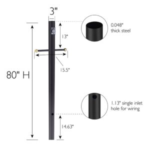 Design House 579714 Traditional Outdoor Lamp Post with Plastic Cross Arm and Outlet for Driveways and Porches 80-Inch by 3-Inch Black