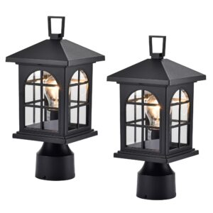 ashop outdoor post light fixtures black 2 pack outdoor lights for posts outdoor light post for yard post lantern light outdoor aluminum