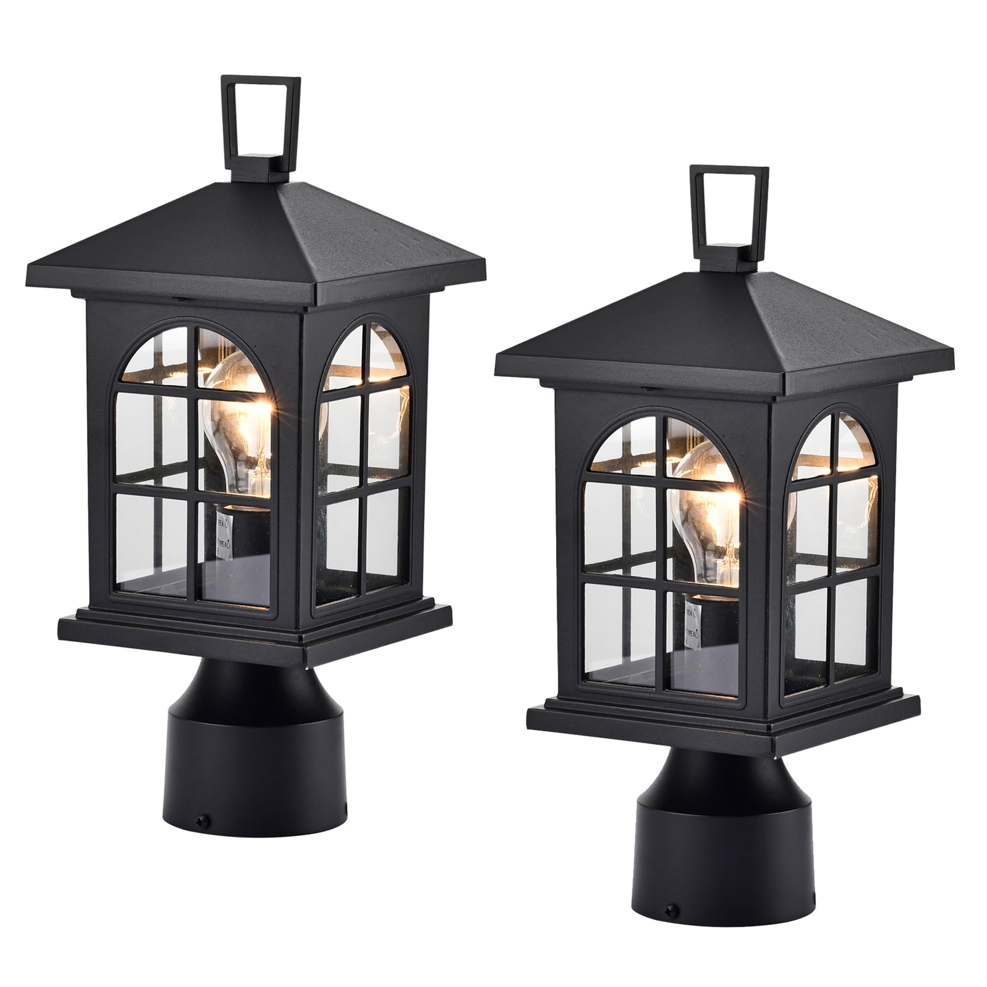 ASHOP Outdoor Post Light Fixtures Black 2 Pack Outdoor Lights for Posts Outdoor Light Post for Yard Post Lantern Light Outdoor Aluminum