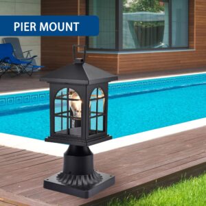 ASHOP Outdoor Post Light Fixtures Black 2 Pack Outdoor Lights for Posts Outdoor Light Post for Yard Post Lantern Light Outdoor Aluminum