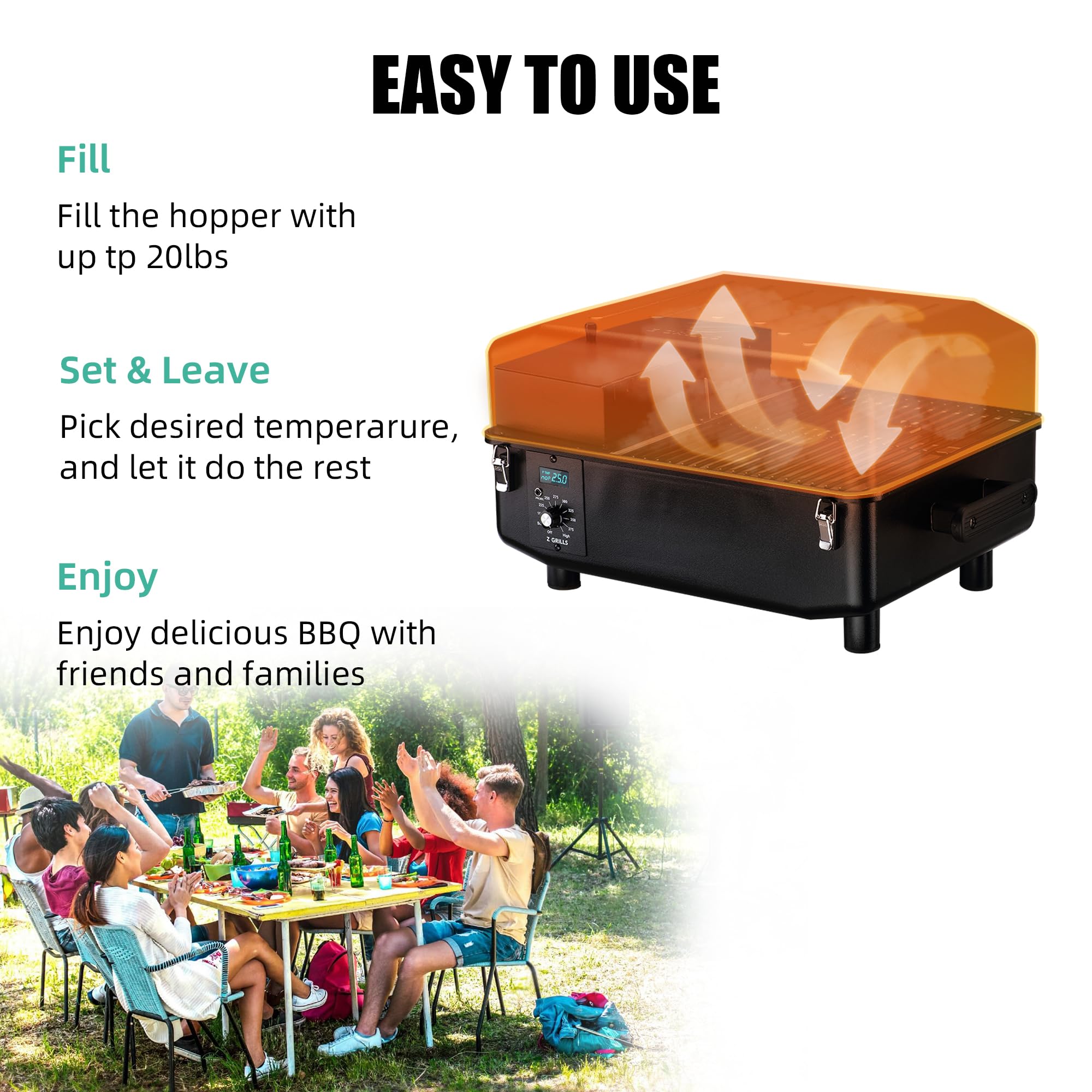 Z GRILLS Portable Pellet Smoker, Small Mini Grill for BBQ, Camping, Tailgating, RV, CRUISER 200A