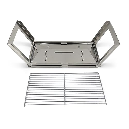 Gespann Folding Charcoal Grill Portable BBQ Grill Barbecue Grill for Camping Picnic (Stainless steel-28.7")