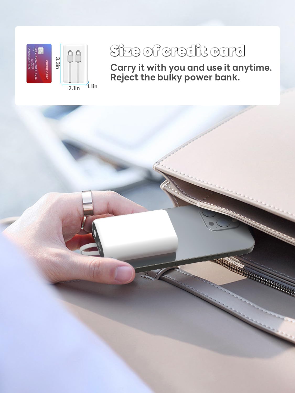 OHZHAO Portable Phone Charger 12000mAh with Built-in Cables, LED Display, Fast Charging Ultra Compact Portable Charger Power Bank, Battery Pack for iPhone 15/14/13/12 Series,Samsung/Google/LG/iPad etc