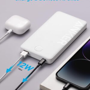 Anker Power Bank, 10,000mAh Portable Charger (PowerCore PIQ), High-Capacity Battery Pack for iPhone 15/15 Plus/15 Pro/15 Pro Max/14/14 Pro/Samsung/Pixel/LG (Cable and Charger Not Included)(White)