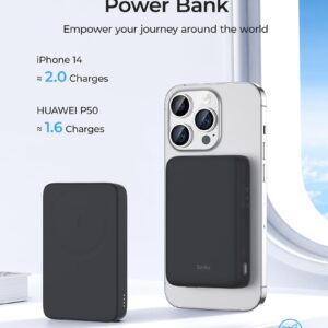 BENKS Magnetic Power Bank, Upgraded 10000mAh Wireless Portable Charger, for MagSafe Battery Pack with Two-Way 20W USB-C Ports, for iPhone 15/14/13/12 Series, Black