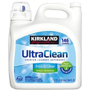 kirkland signature ultra clean free & clear he liquid laundry detergent, 146 loads, 194 fl oz