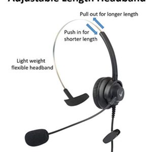 WirelessFinest Headset Headphone Hands-Free + Microphone Compatible for Only Avaya 9608 9608g 9620l A1608-i J139 J169 J179 IP VIOP Home Office Work Desktop Telephone Black