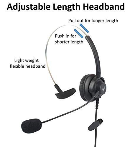 WirelessFinest Headset Headphone Hands-Free + Microphone Compatible for Only Avaya 9608 9608g 9620l A1608-i J139 J169 J179 IP VIOP Home Office Work Desktop Telephone Black