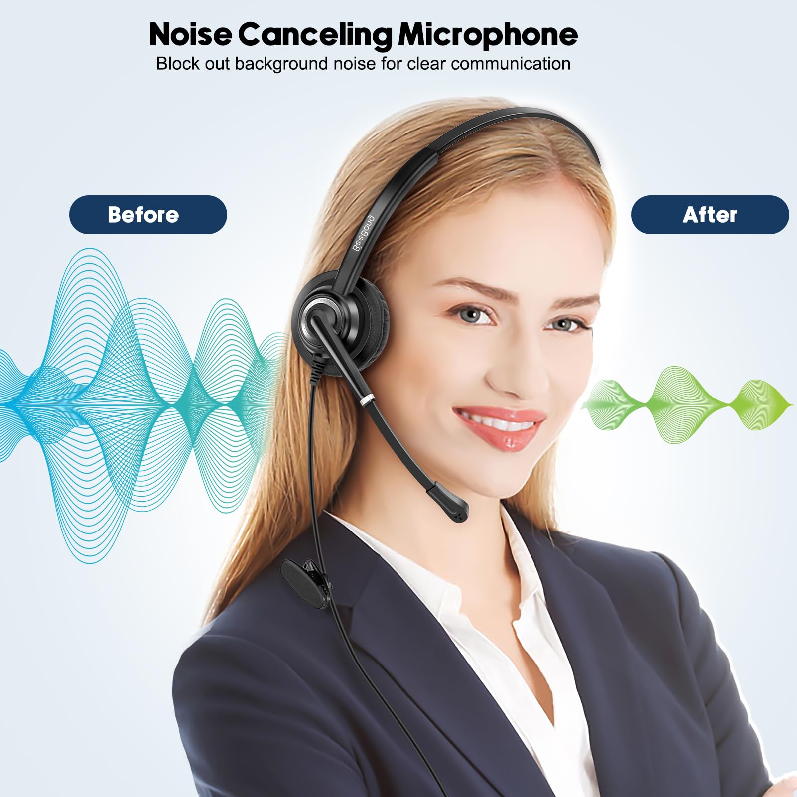 Beebang Phone Headset with Microphone Noise Canceling for Office Call Center Landline, RJ9 Telephone Headset for Avaya IP Phone J139, J169, J179, 1608, 1616, 9610, 9620C, 9630, 9640, 9650, 9670