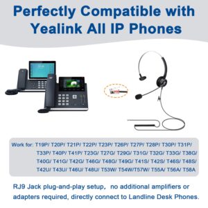 RJ9 Telephone Headsets with Microphone Noise Cancelling, Corded Office Phone Headsets Compatible with Yealink T27G T29G T40G T41P T41S T42S T46S T48S T53W T55A Avaya 9608 9611 9630 J169 J179