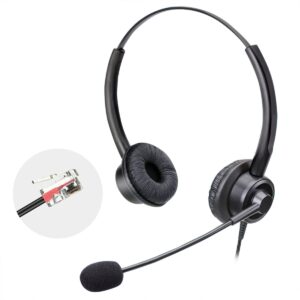 rj9 phone headset for office phone with noise cancelling microphone, binaural telephone headsets work for yealink t21p t23g t27g t29g t33g t41p t41s t46s t46g t48s t53w avaya 9608 9611 9630 j169 j179