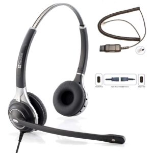TruVoice Agent HD-750 Premium Wired Headset with Ultra Noise Canceling Microphone & HD Speakers - includes Amplified Adapter Cable Compatible with Avaya 16xx, 96xx and J Series Desk Phones