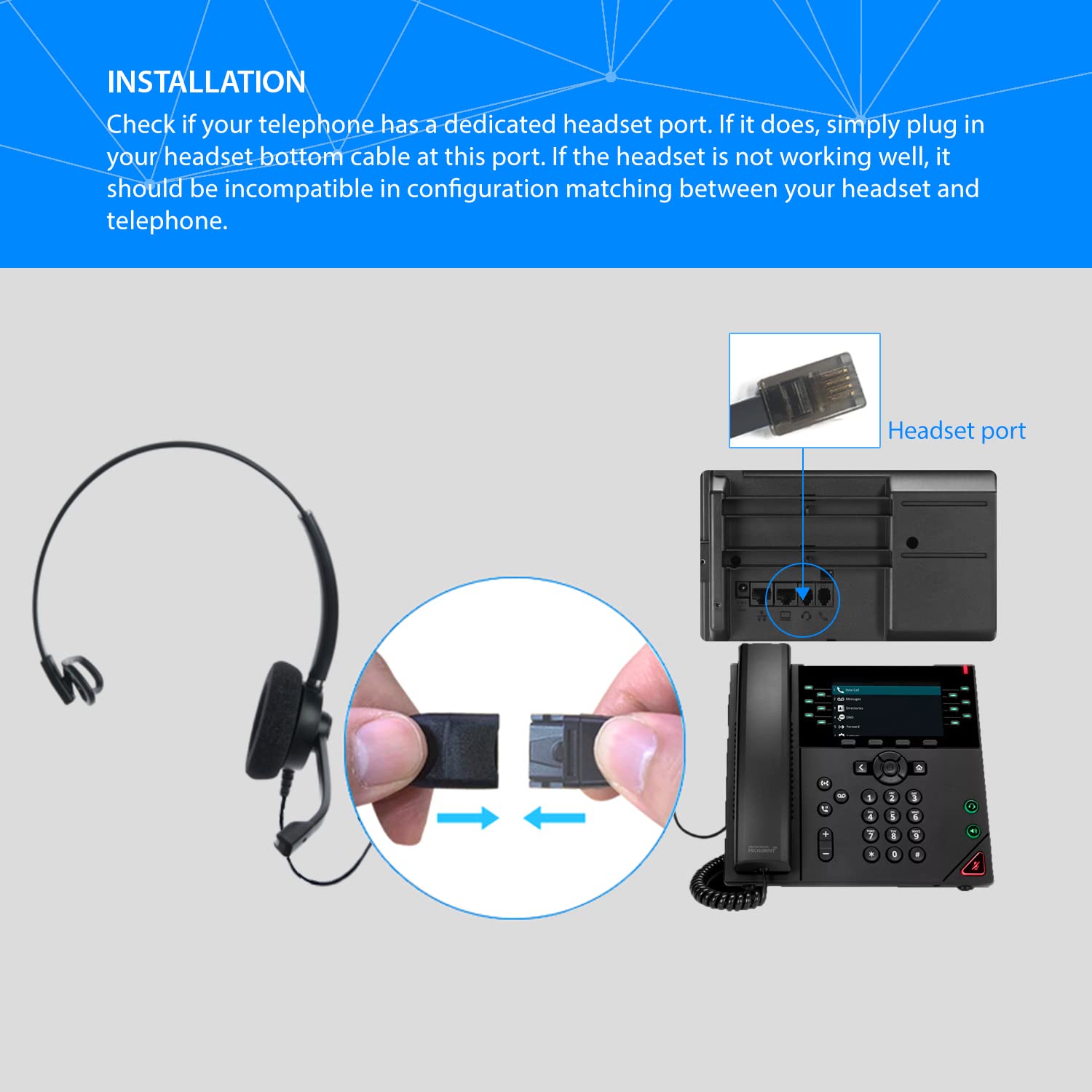 IPD IPH-160 Phone Headset with Noise Cancelling Microphone for Office and Call Center-Compatible with Avaya 1608 1616 9601 9608 9611 9611G 9620 9621 9630 9631 9640 9641 9650 9670 J139 J159 J169 J179