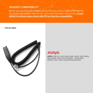 IPD IPH-255 Phone Headset with Noise cancelling Microphone for Office and call center-Compatible with Avaya 1608 1616 9601 9608 9611 9611G 9620 9621 9630 9631 9640 9641 9650 9670 J139 J159 J169 J179