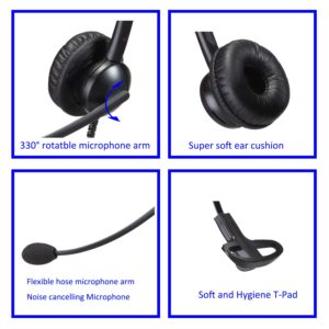 MAIRDI Telephone Headset with Noise Cancelling Microphone & HIS Cable for Avaya IP 1608 1616 9601 9608 9611 9611G 9620 9621 9630 9631 9640 9641 9650 9670 J139