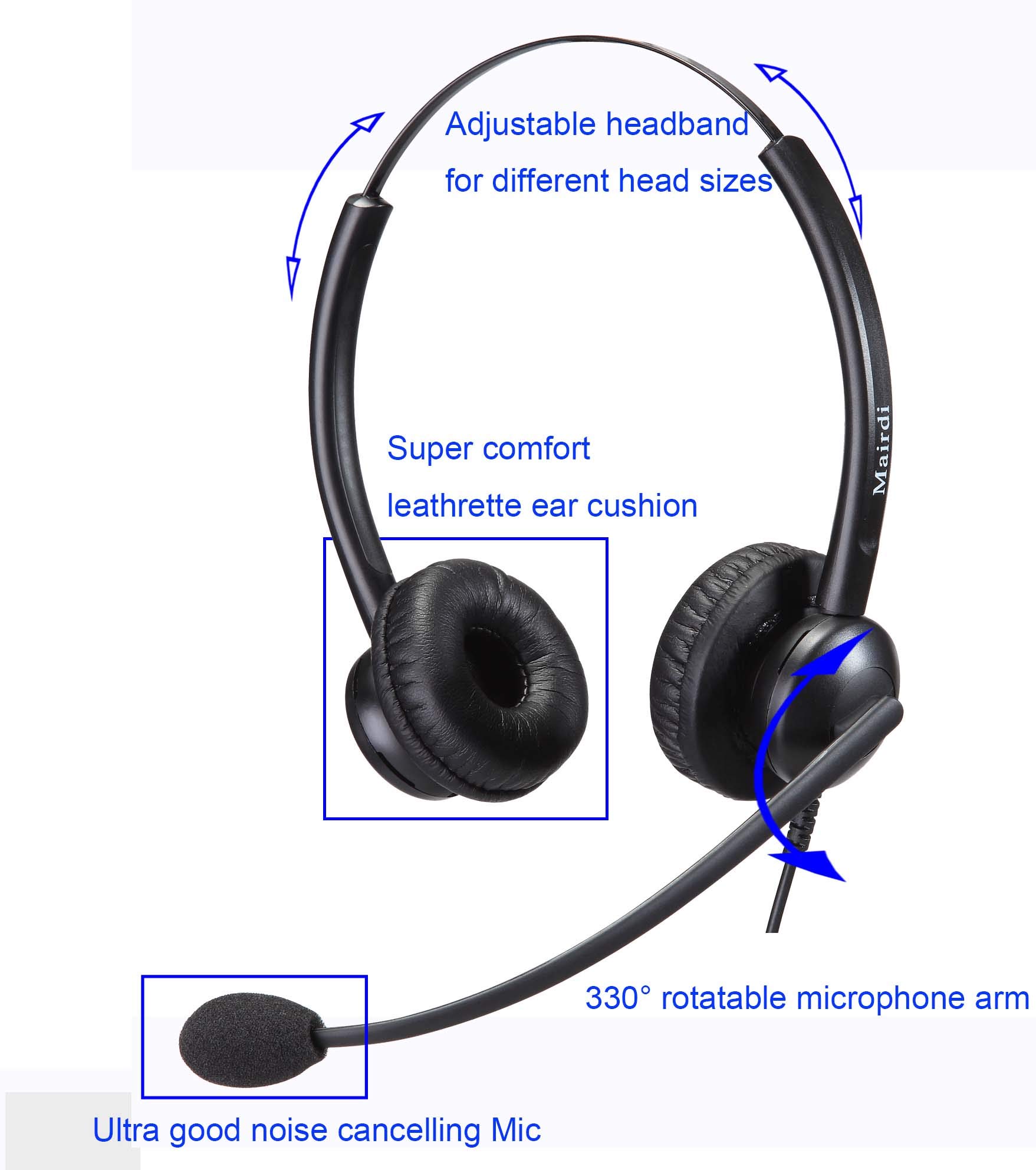 MAIRDI Telephone Headset with Noise Cancelling Microphone & HIS Cable for Avaya IP 1608 1616 9601 9608 9611 9611G 9620 9621 9630 9631 9640 9641 9650 9670 J139