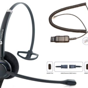 TruVoice HD-100 Professional Wired Headset with Noise Canceling Microphone & HD Speakers - includes Amplified Adapter Cable Compatible with Avaya 16xx, 96xx and J Series Desk Phones