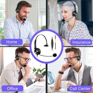 Callez RJ9 Phone Headset Office Telephone Headset with Microphone Noise Cancelling for Yealink T23G T33G T40G T46G T46S T48S T46U T48U T53W T57W Grandstream GXP2135 GXP2160 GXP2170 Avaya Panasonic